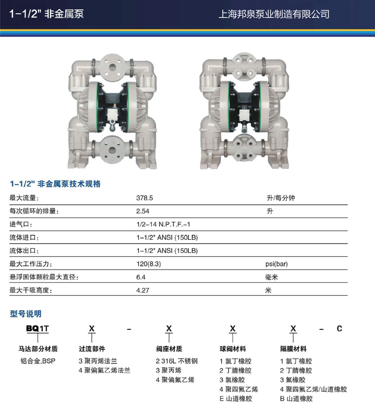 BQ1T3-344-C 一寸非金屬塑料聚丙烯氣動(dòng)隔膜泵